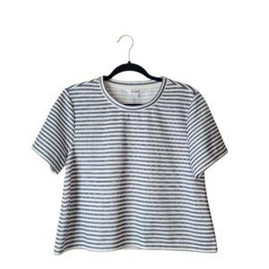 BB Dakota Shimmer Navy White Striped Boxy Swing T-shirt